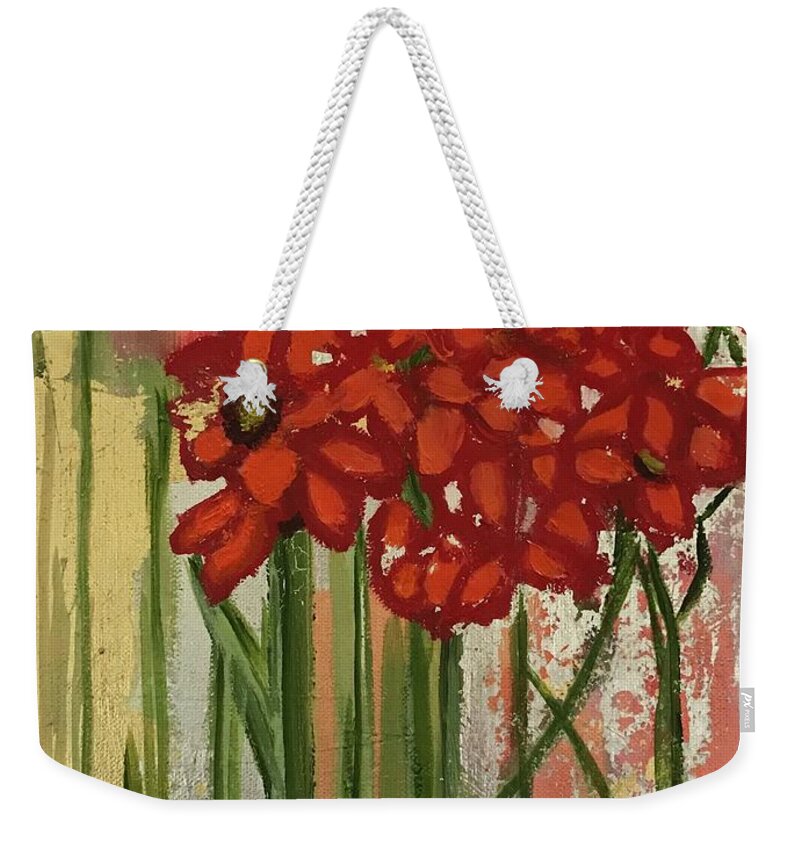 Original Art Work Weekender Tote Bag featuring the mixed media Primula by Theresa Honeycheck