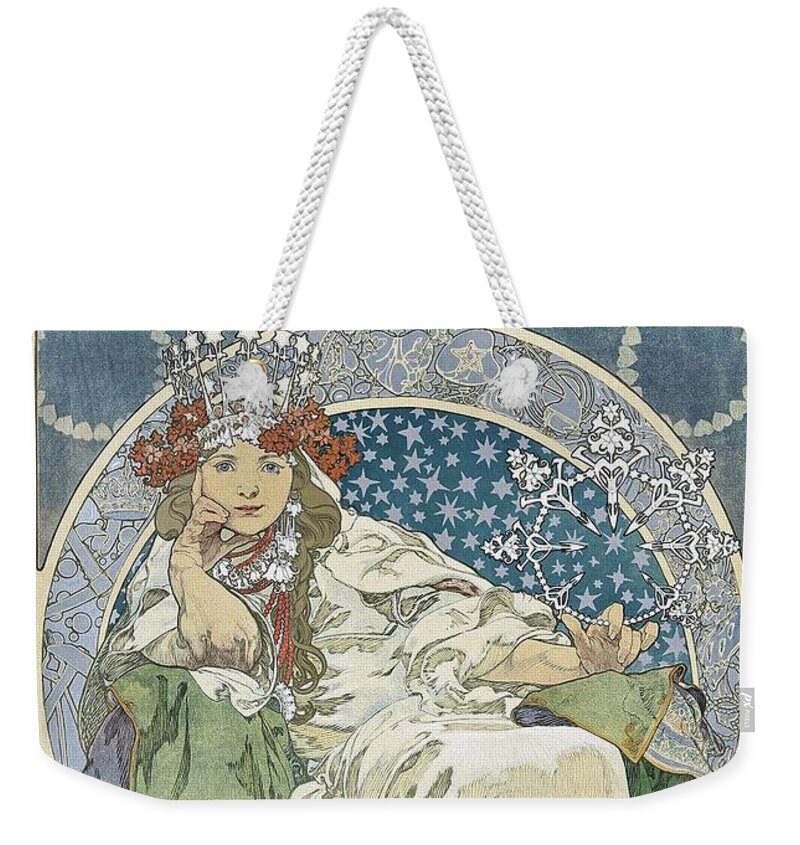 Cheap Posters Weekender Tote Bag featuring the painting Princezna Hyacinta 1911 Art Nouveau Poster by Vincent Monozlay