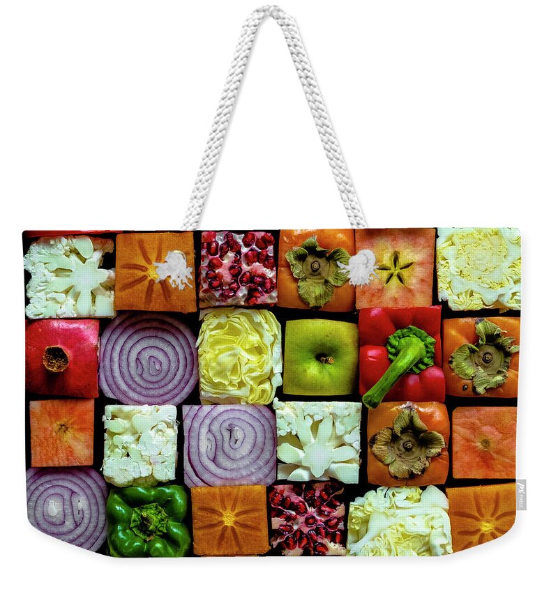 Produce Weekender Tote Bag featuring the photograph Produce Quilt by Sarah Phillips