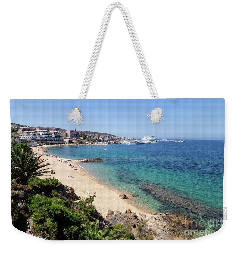 Propriano town and its sandy beach in Corsica Weekender Tote Bag by Didier  Marti - Pixels