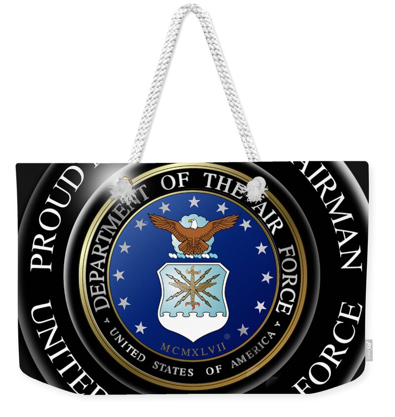 Proud Weekender Tote Bag featuring the digital art Proud Mother Airman by Bill Richards