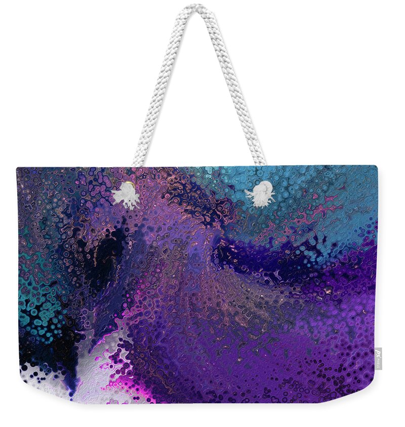 Blue Weekender Tote Bag featuring the painting Psalm 118 24. Let Us Rejoice and Be Glad by Mark Lawrence