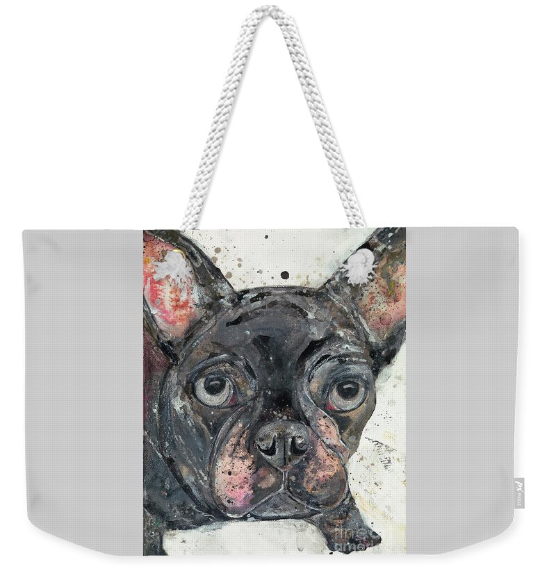 Dog Weekender Tote Bag featuring the painting Pucker Up by Kasha Ritter