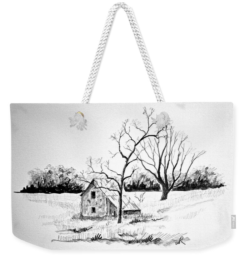 Drawing Weekender Tote Bag featuring the drawing Pump House by William Renzulli