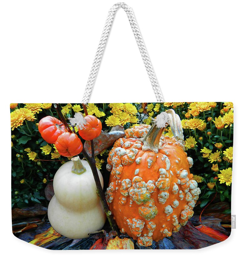 Pumpkins Weekender Tote Bag featuring the photograph Pumpkin and Squash by Emmy Marie Vickers