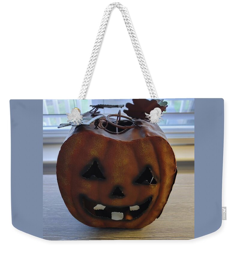Pumpkin Weekender Tote Bag featuring the photograph Pumpkin Head by Fred Larucci