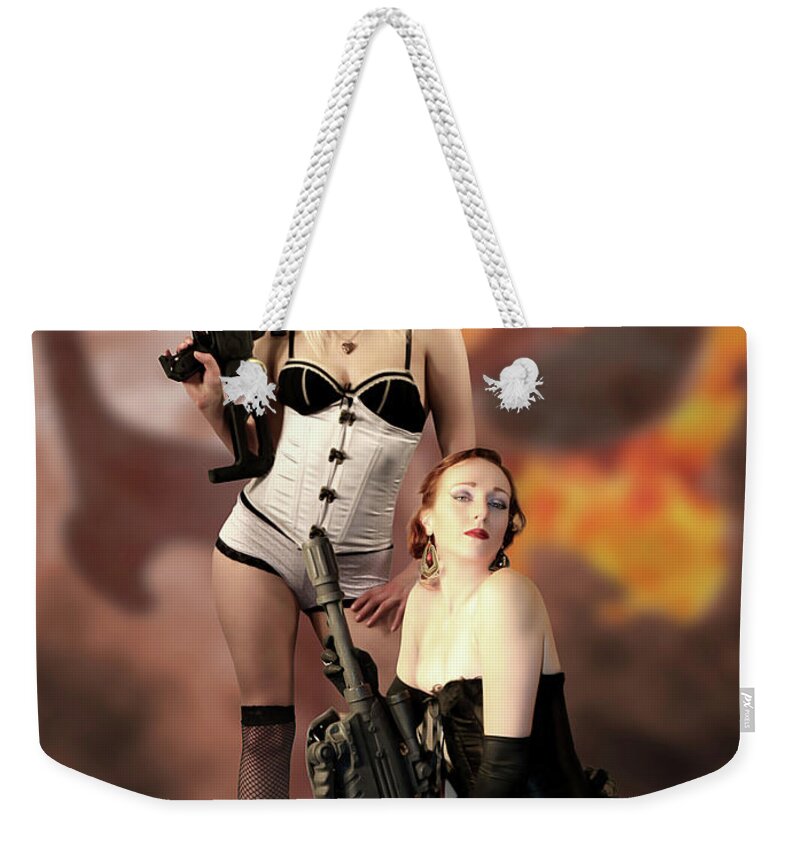 Punisher Weekender Tote Bag featuring the photograph Punisher Ladies In Lingerie by Jon Volden