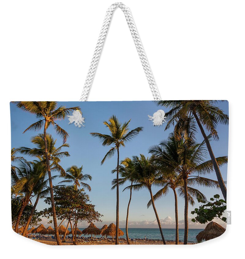 3scape Weekender Tote Bag featuring the photograph Punta Cana Cabanas and Palms by Adam Romanowicz