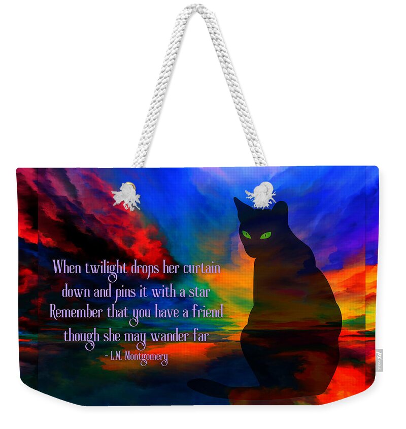 Cat Weekender Tote Bag featuring the digital art Purfect Companion by Tina Mitchell