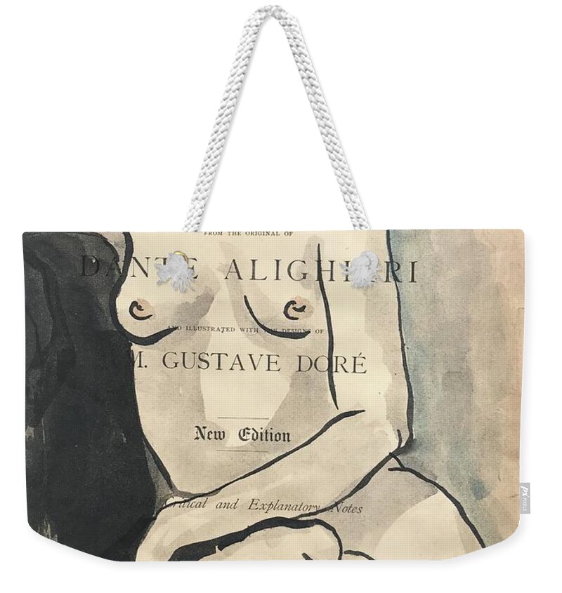 Sumi Ink Weekender Tote Bag featuring the drawing Purgatory and Paradise by M Bellavia