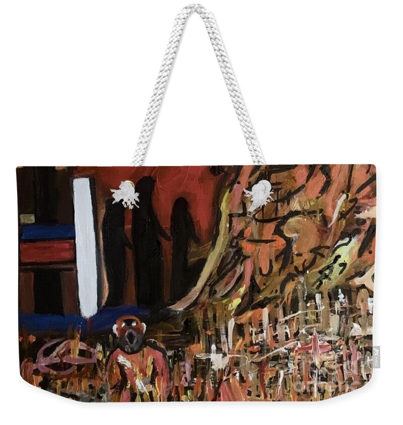Landscape Weekender Tote Bag featuring the painting Purgatory, the Underworld by Denise Morgan