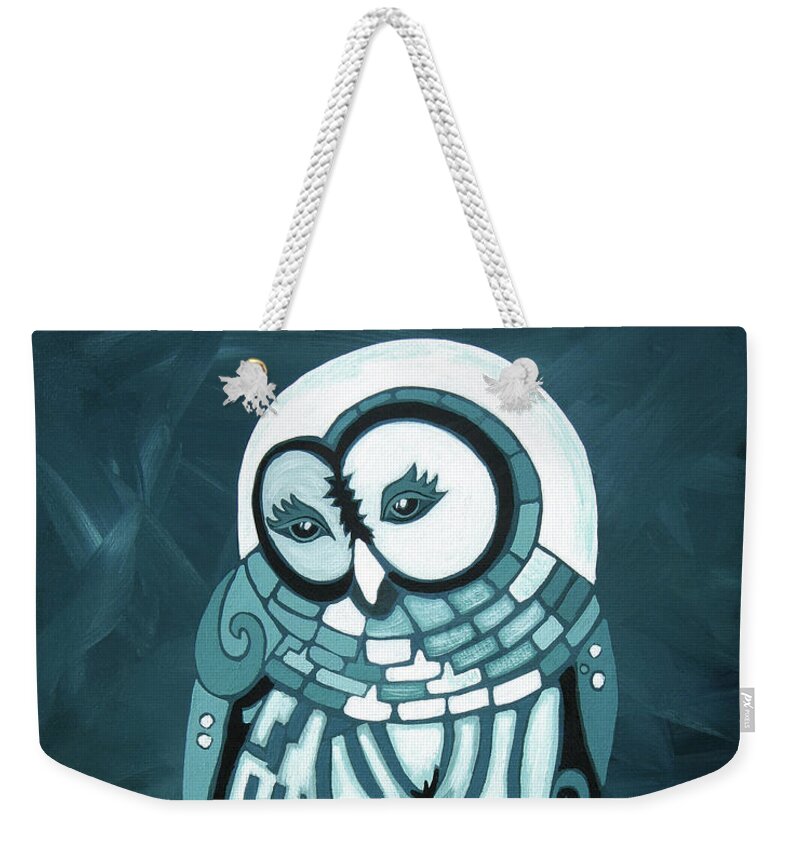 Barred Owl Art Weekender Tote Bag featuring the painting Purity in the Moonlight by Barbara Rush