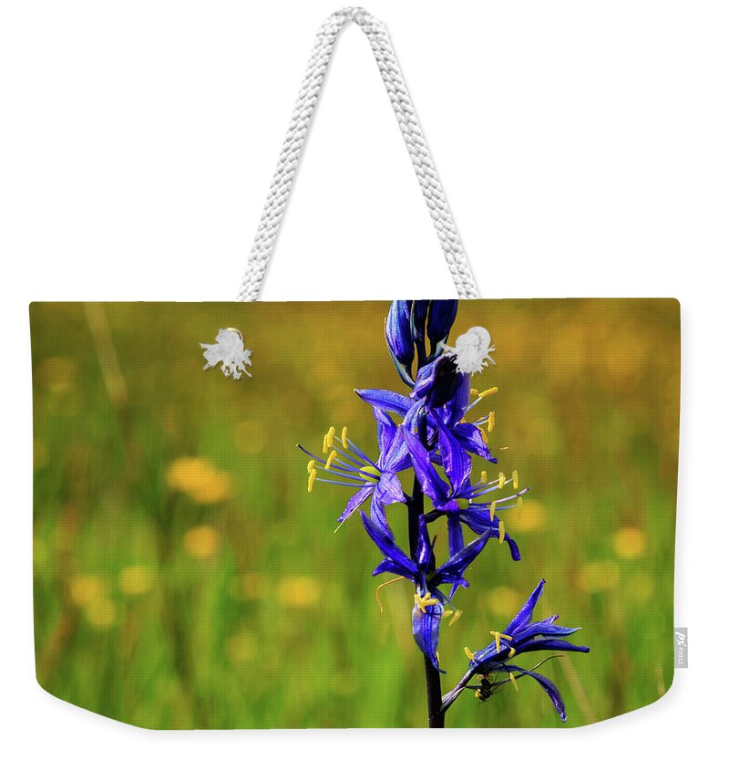 Purple Weekender Tote Bag featuring the photograph Purple Camas Lily Wildflower by James Eddy