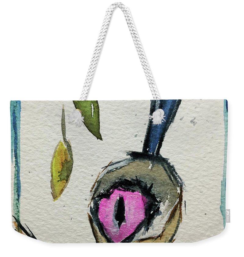 Grand Tit Weekender Tote Bag featuring the painting Purple Crowned Fairy Wren by Roxy Rich