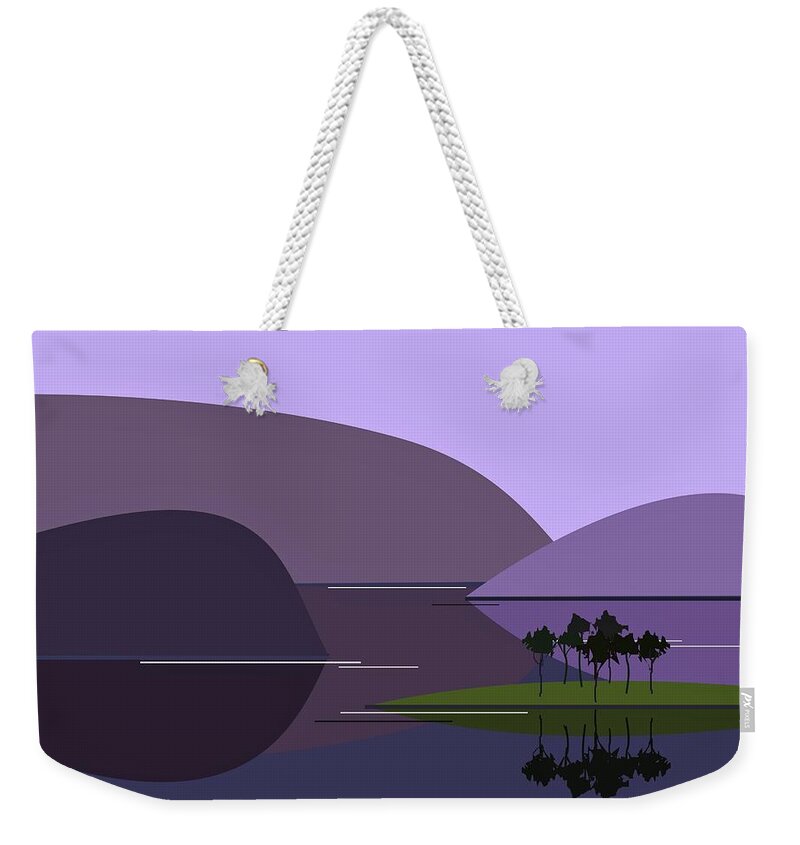 Purple Weekender Tote Bag featuring the digital art Purple Hills by Fatline Graphic Art