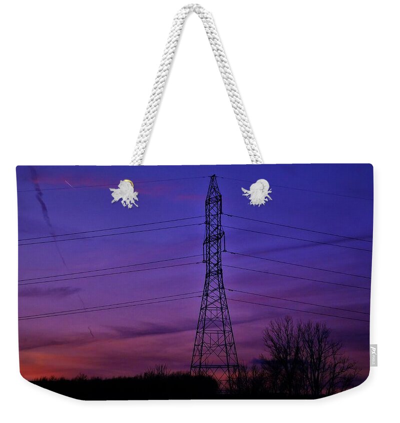 - Purple Tower Weekender Tote Bag featuring the photograph - Purple Tower by THERESA Nye