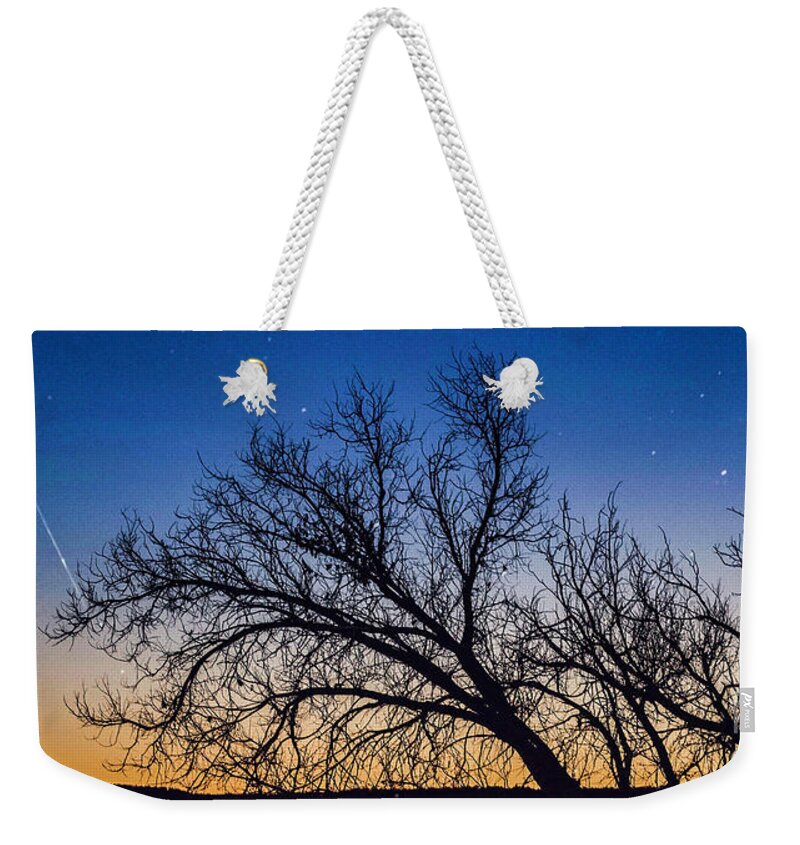 Meteor Weekender Tote Bag featuring the photograph Quadrantid Meteor Shower by Shirley Dutchkowski