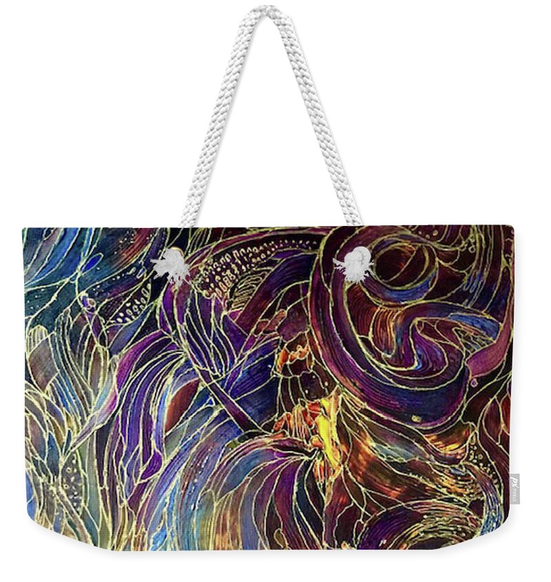 Abstract Weekender Tote Bag featuring the painting Quantum Consciousness 2 by Rae Chichilnitsky