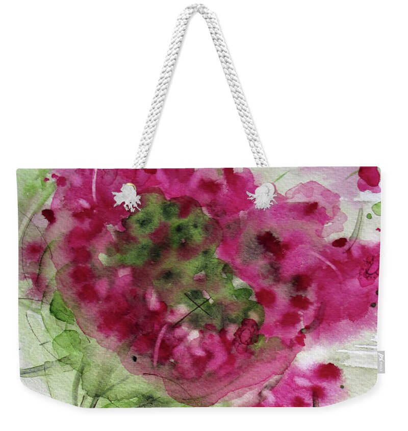 Floral Watercolor Weekender Tote Bag featuring the painting Queen Anne's Lace by Dawn Derman
