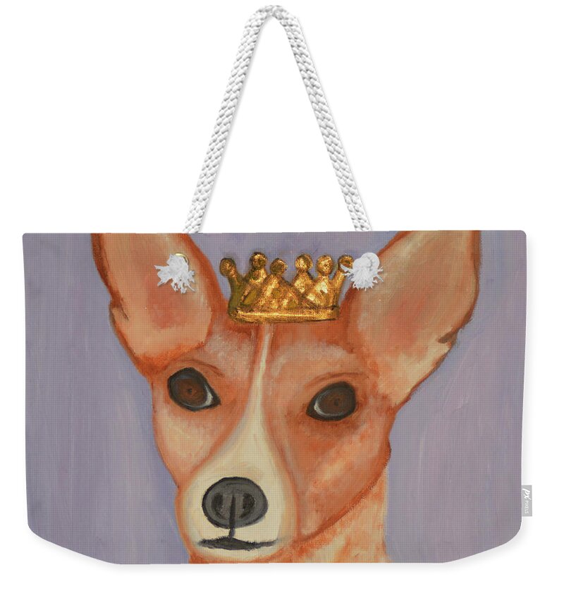 Dogs Weekender Tote Bag featuring the painting Queen Mona by Anita Hummel
