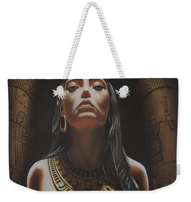 Egypt Weekender Tote Bag featuring the painting Queen of the Nile by Ken Kvamme