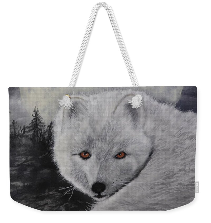 Fox From The Artic Weekender Tote Bags