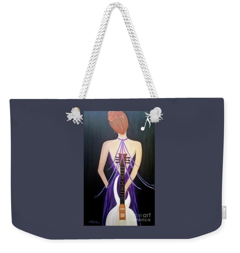 Guitar Weekender Tote Bag featuring the painting Quiet Before The Storm by Artist Linda Marie