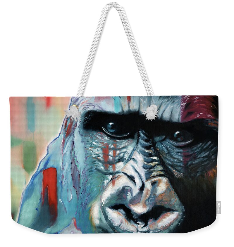 Gorilla Weekender Tote Bag featuring the painting Gorilla - by Uwe Fehrmann