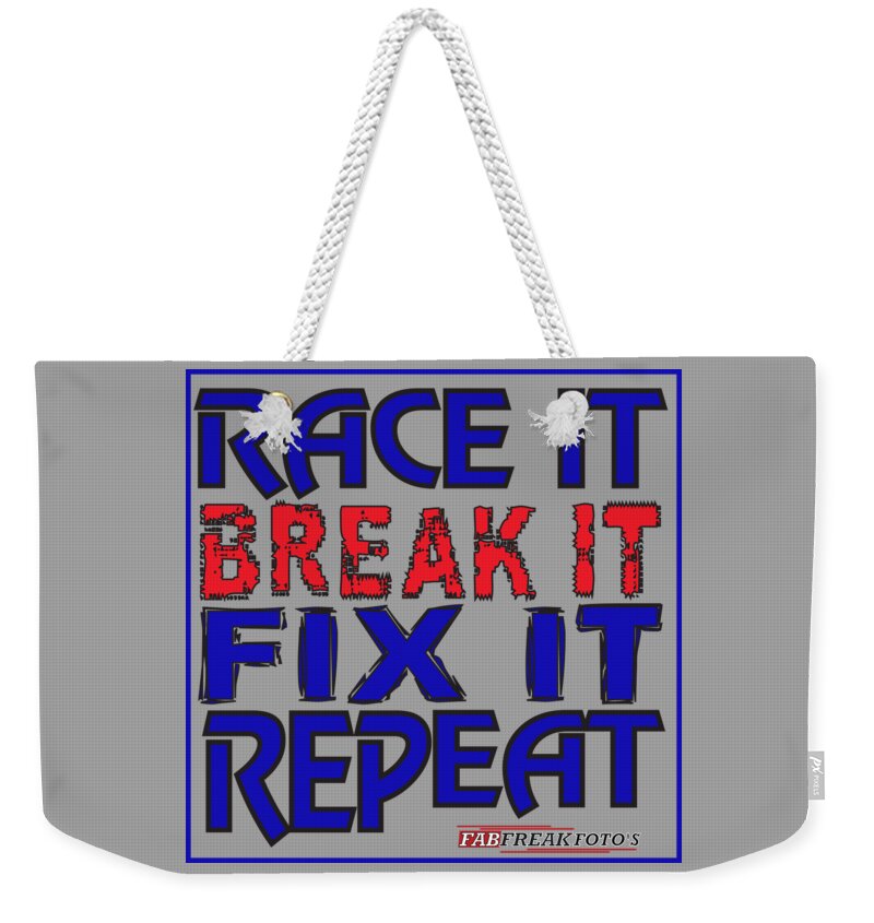 Race Weekender Tote Bag featuring the digital art Race it Guys by Darrell Foster