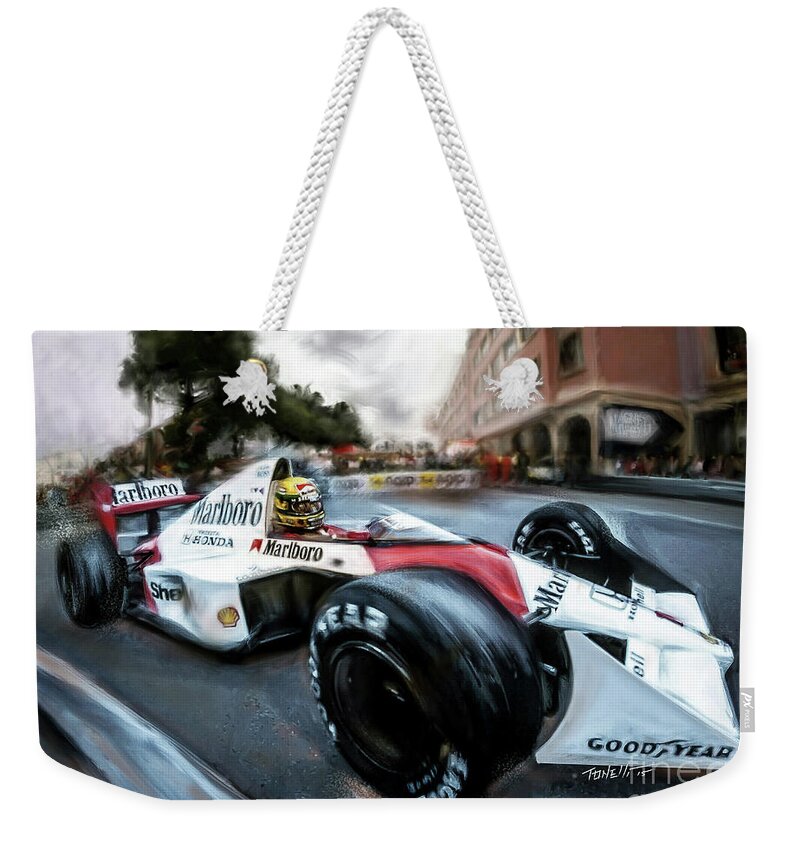 Racing Weekender Tote Bag featuring the mixed media Racing 1989 Monaco Grand Prix by Mark Tonelli
