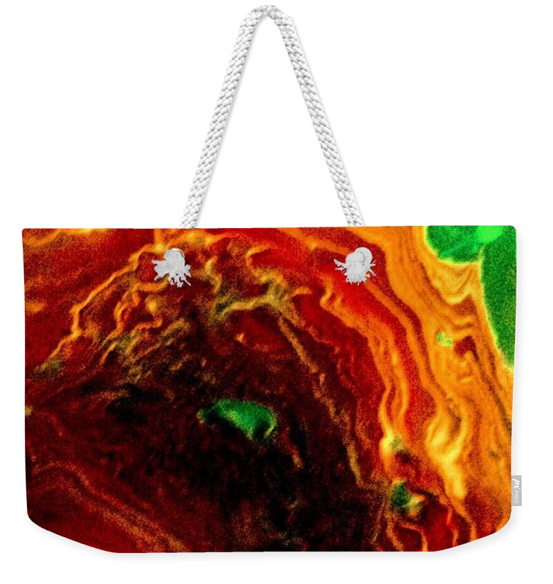 Fire Weekender Tote Bag featuring the painting Raging Inferno by Anna Adams