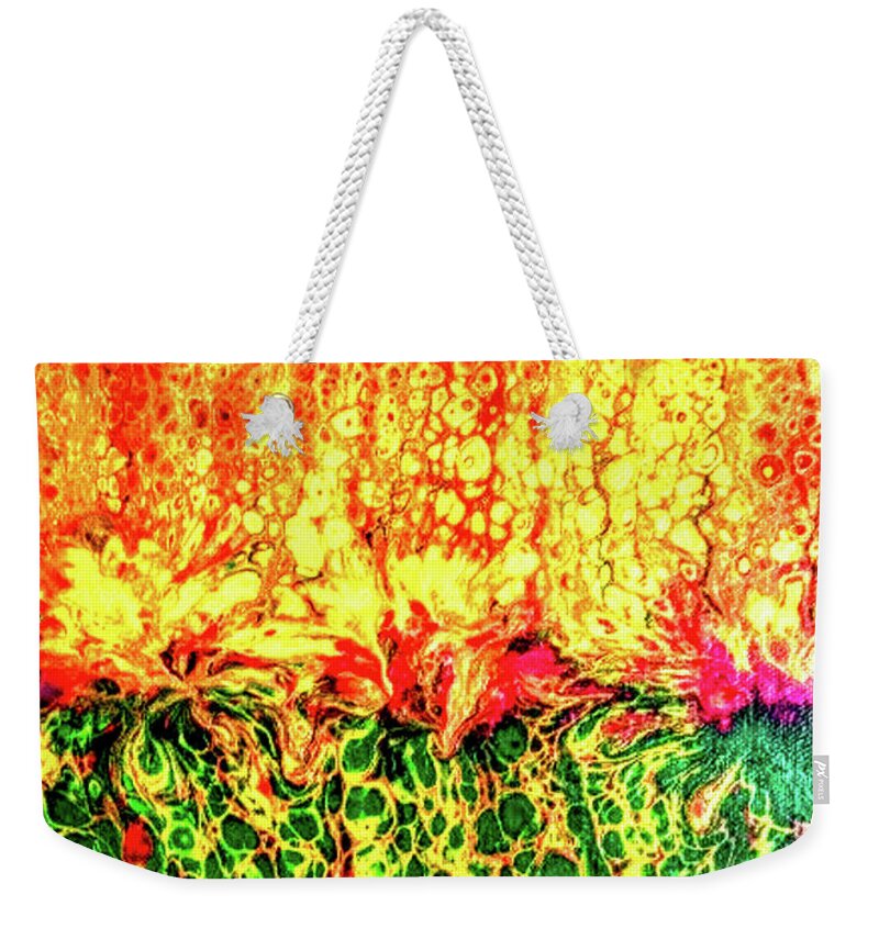 Spring Weekender Tote Bag featuring the painting Raging Spring by Anna Adams