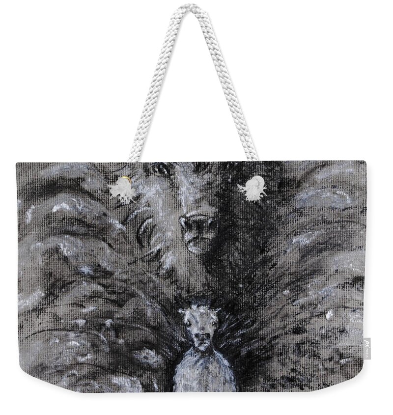 Wildlife Weekender Tote Bag featuring the drawing Raging Thunder by Vallee Johnson