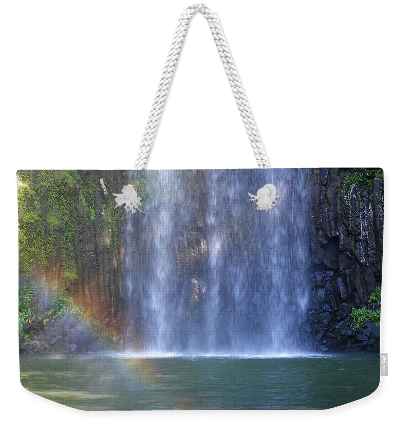 Falls Weekender Tote Bag featuring the photograph Rainbow at the Falls by Maryse Jansen