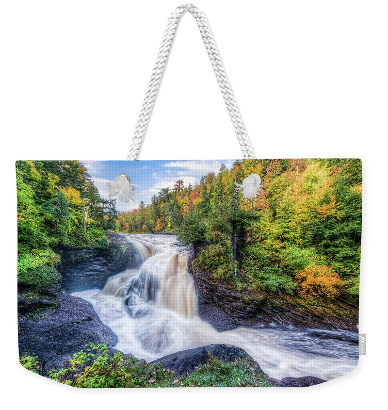 Waterfall Weekender Tote Bag featuring the photograph Rainbow Falls by Brad Bellisle