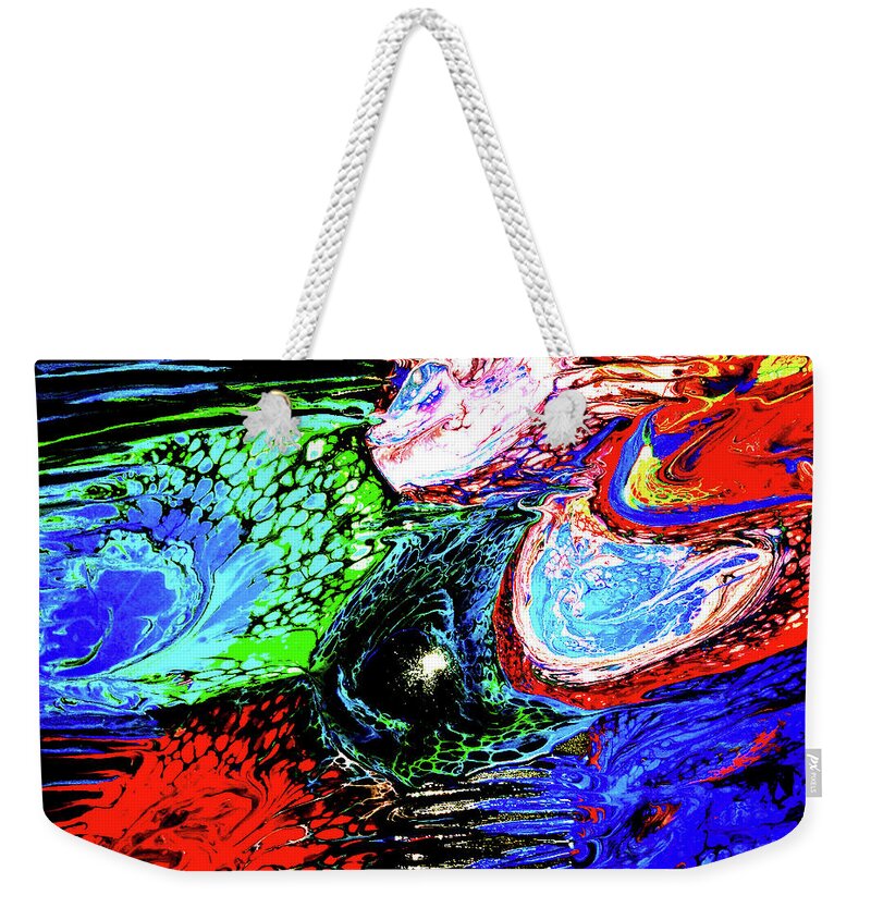 Flow Weekender Tote Bag featuring the painting Rainbow Flow by Anna Adams