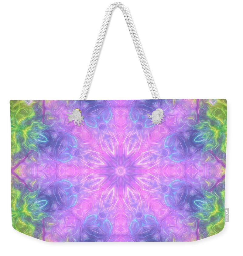 Mandala Weekender Tote Bag featuring the digital art Rainbow Maple Mandala 02 by Beth Sawickie