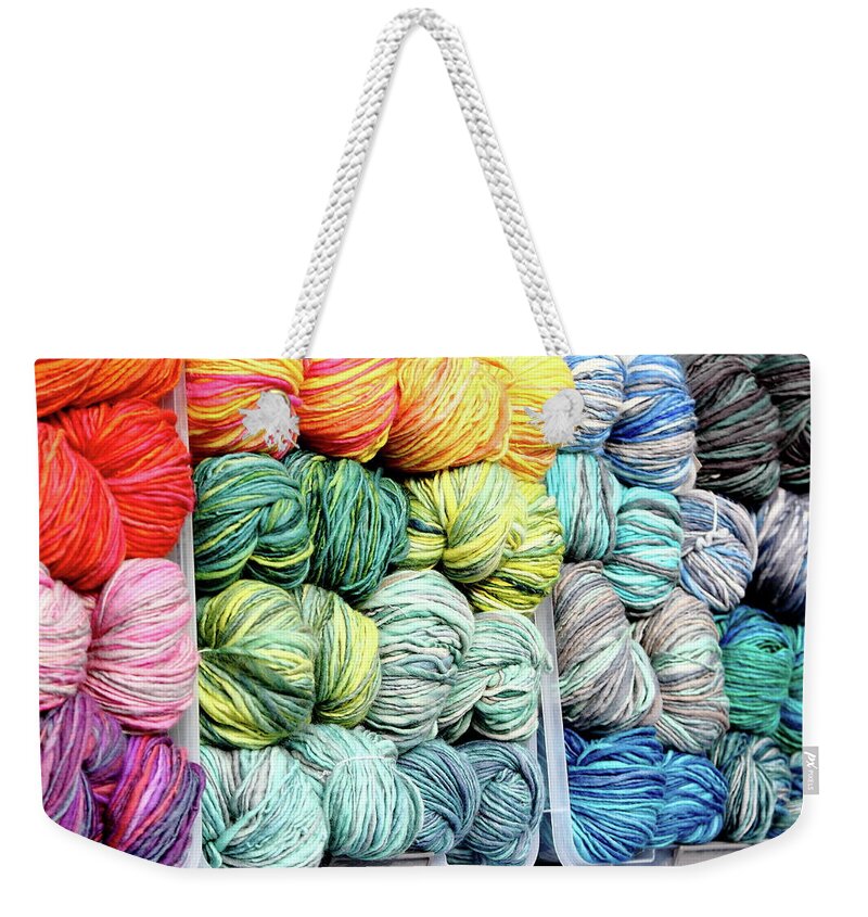 Yarn Weekender Tote Bag featuring the photograph Rainbow Of Color by Lens Art Photography By Larry Trager