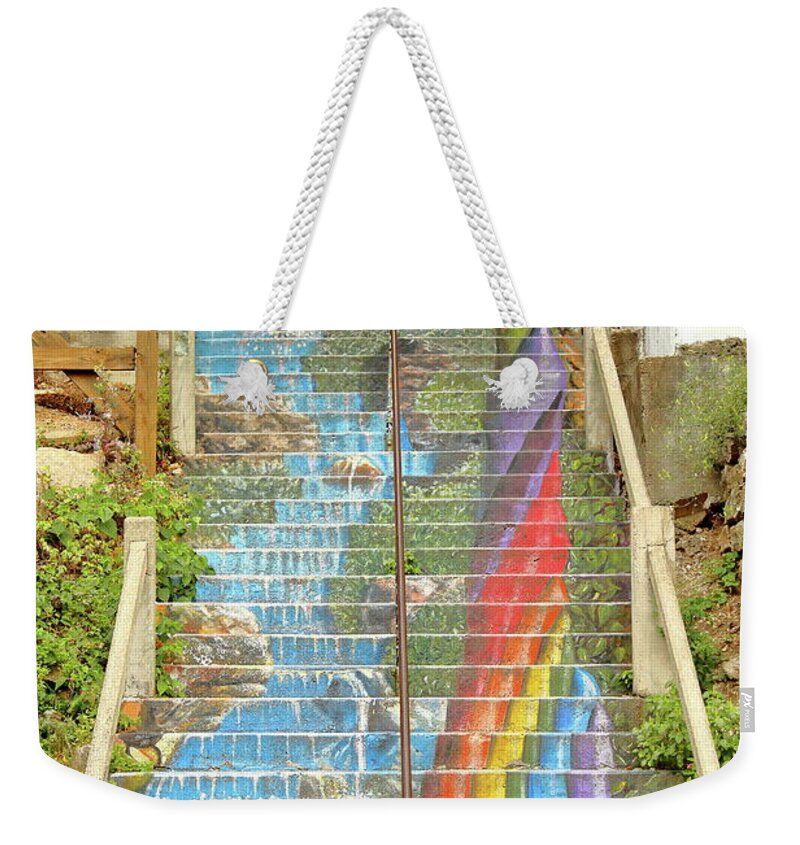 Stairway Weekender Tote Bag featuring the photograph Rainbow Stairs by Lens Art Photography By Larry Trager