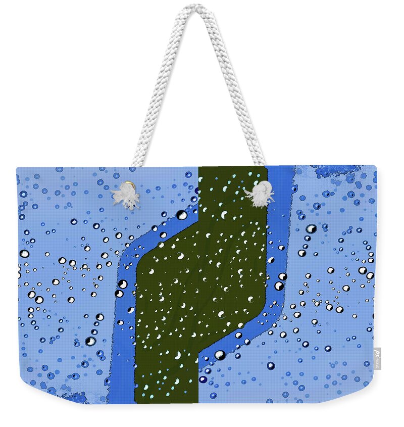 Linda Brody Weekender Tote Bag featuring the digital art Raindrops 6a Abstract by Linda Brody