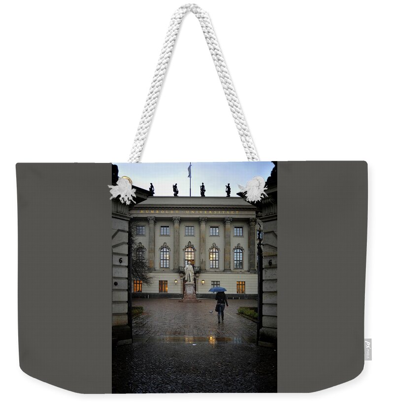 Rain Weekender Tote Bag featuring the photograph Rainy Day at the Humboldt University by James C Richardson