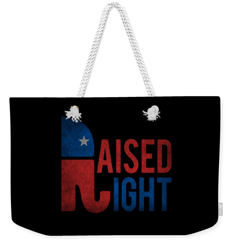 Cool Weekender Tote Bag featuring the digital art Raised Right Retro Republican by Flippin Sweet Gear