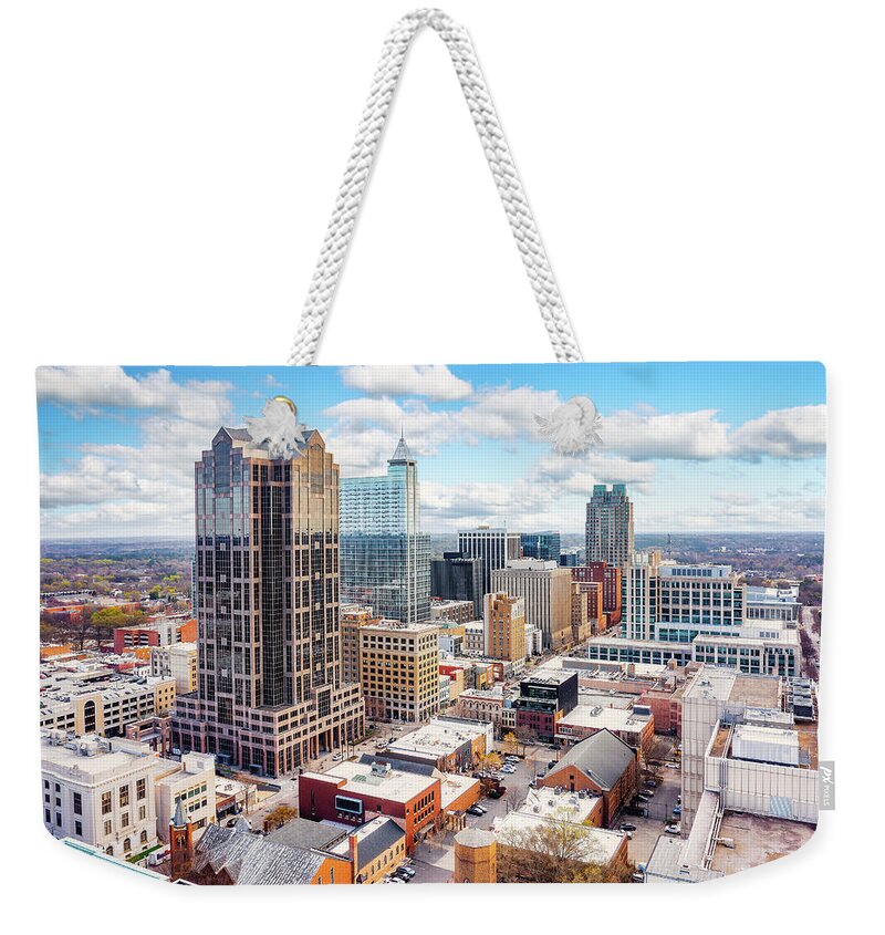 Raleigh Weekender Tote Bag featuring the photograph Raleigh, North Carolina skyline by Mihai Andritoiu