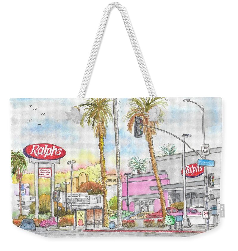 Ralphs Weekender Tote Bag featuring the painting Ralph's Supermarket, Sunset Blvd., Hollywood, CA by Carlos G Groppa