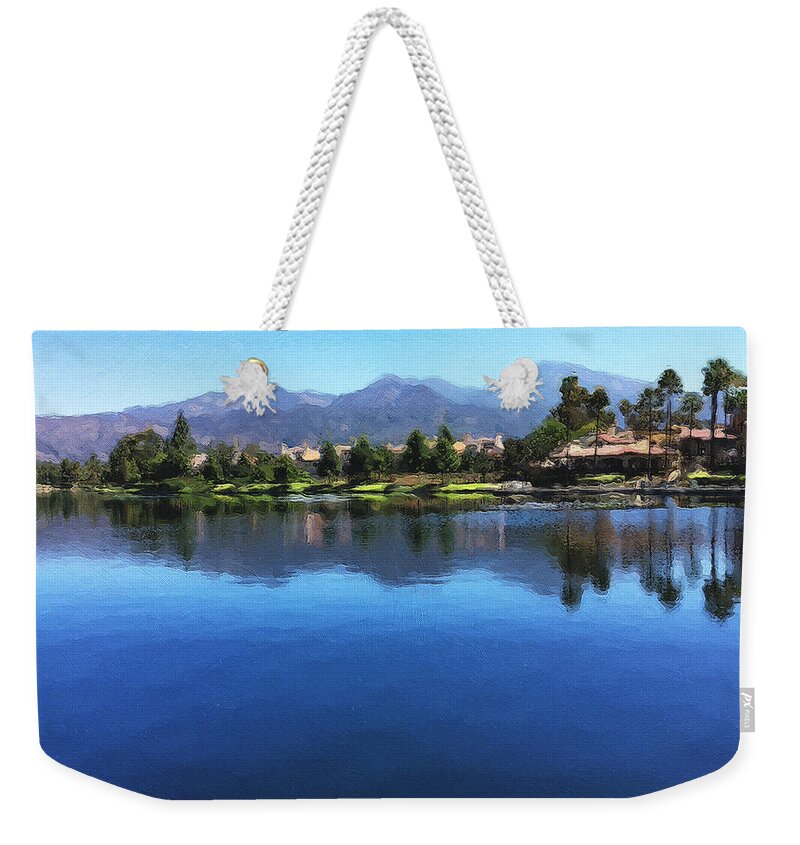 Orange County Weekender Tote Bag featuring the photograph Rancho Santa Margarita Lake by Brian Watt