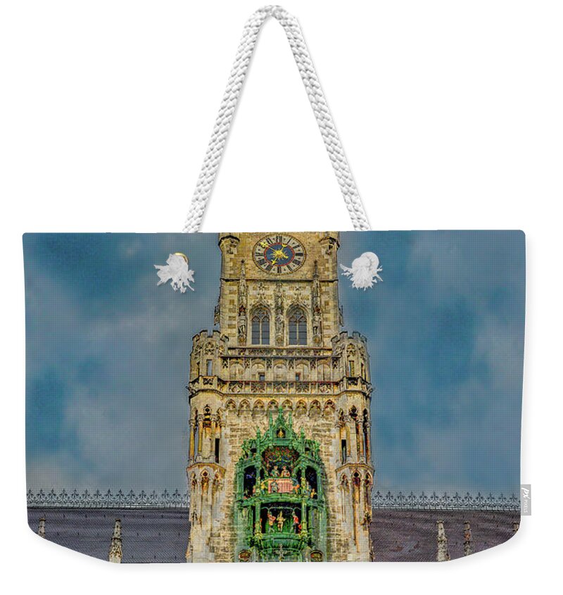Munich Weekender Tote Bag featuring the photograph Rathaus-Glockenspiel of Munich by Marcy Wielfaert