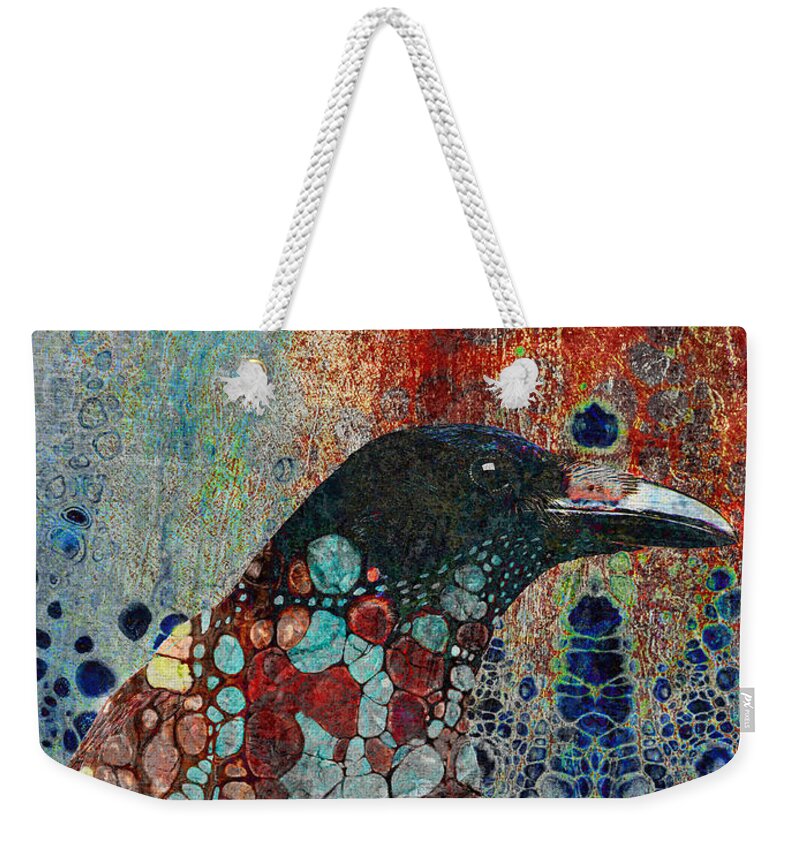Paintings Weekender Tote Bag featuring the digital art Raven Bejeweled by Sandra Selle Rodriguez