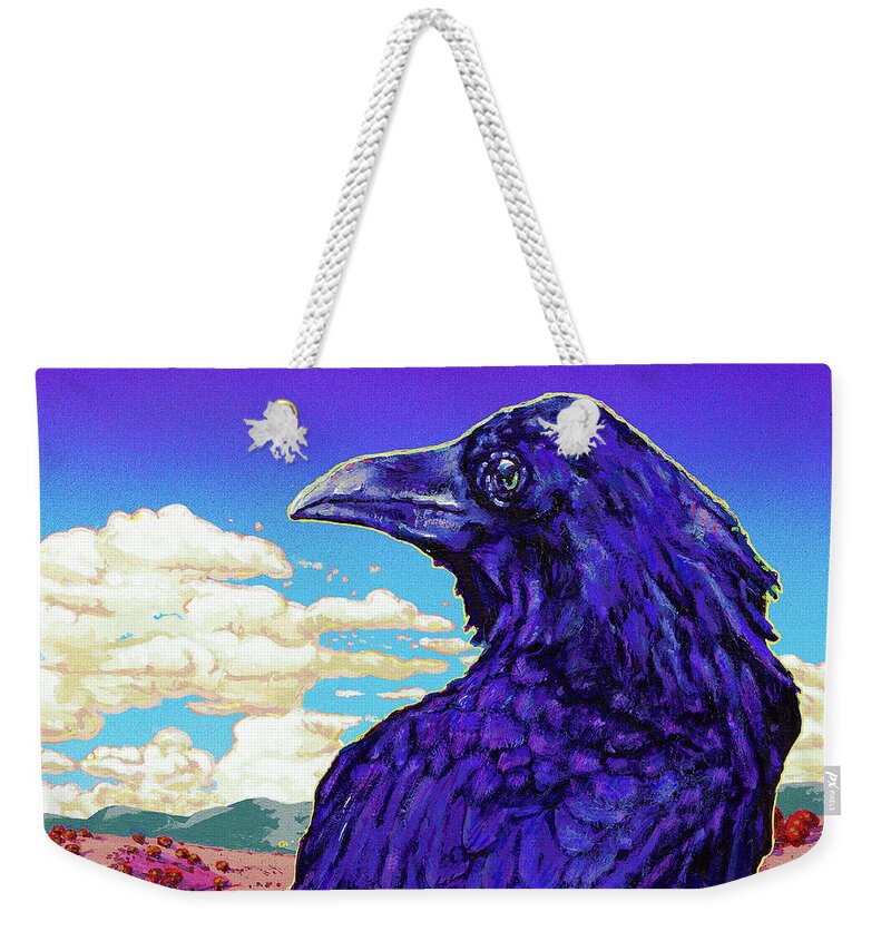 Raven Weekender Tote Bag featuring the painting Raven Portrait by Darien Bogart