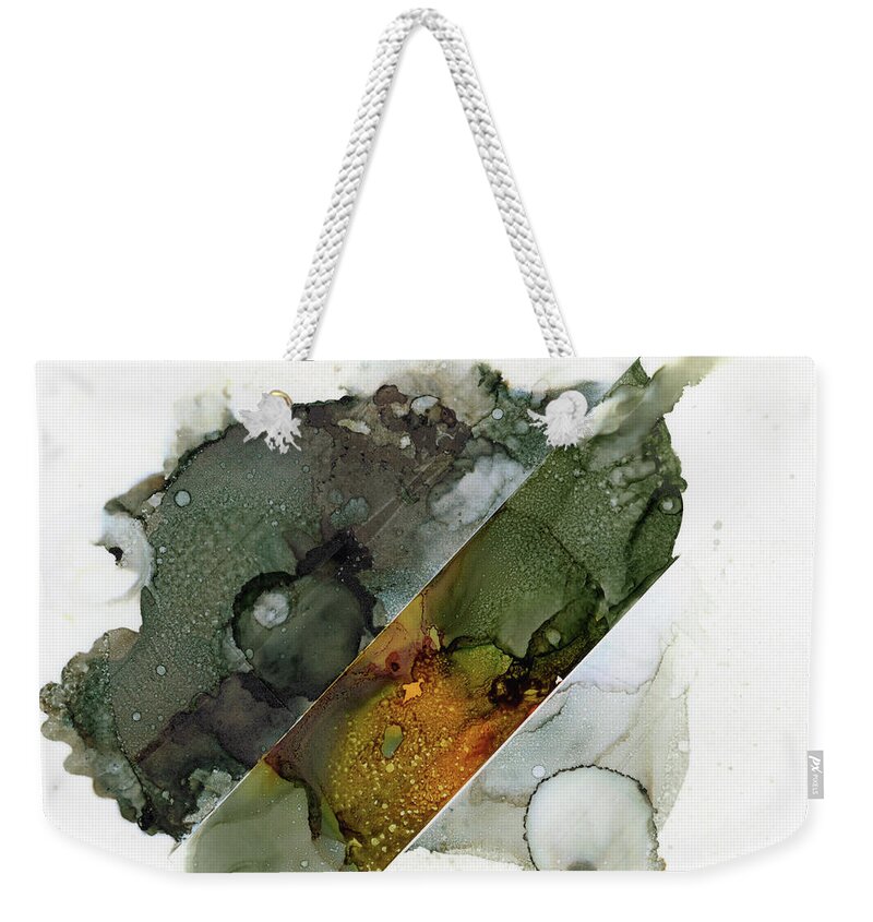 Grey Weekender Tote Bag featuring the painting Raw by Christy Sawyer