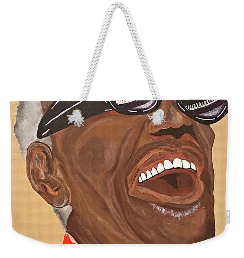  Weekender Tote Bag featuring the painting Ray Charles-Reflections of Ray by Bill Manson